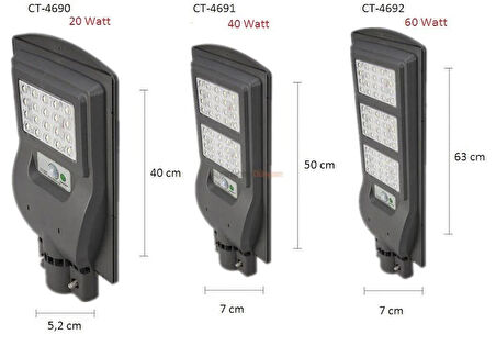 Cata Ct-4690 30W Solar Sokak Armatür /Beyaz