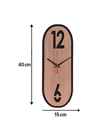 Ergeç Tasarım Ahşap Dikdörtgen Duvar Saati – 40×15 cm, Sessiz Mekanizma, Minimal Tasarım