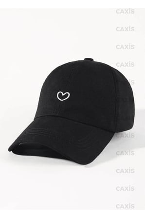 Minik Kalp Baskılı Şapka Ayarlanabilir Çırtlı Gabardin Cap