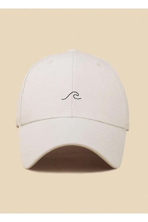 Dalga Figürlü Baskılı KREM Unisex Klasık Cap Model Ayarlanabilir çırtlı Şapka
