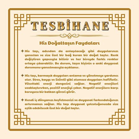 Tesbihane Alpaka Püsküllü Sarı Mineli Küre Kesim His Taşı Tesbih