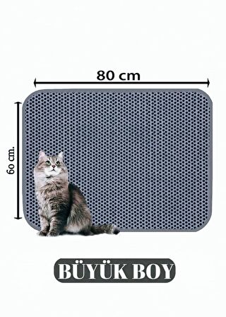 Büyük Boy Elekli Kedi Tuvalet Önü Paspası 80x60Cm