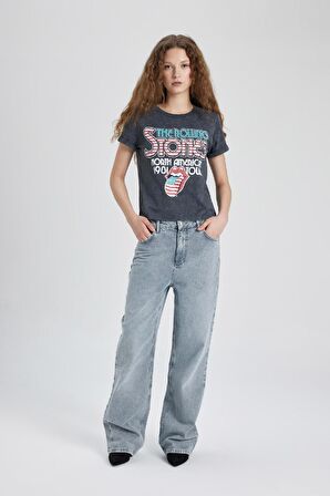 DeFacto Rolling Stones Regular Fit Bisiklet Yaka Kısa Kollu Tişört C4527AX24SMGR454