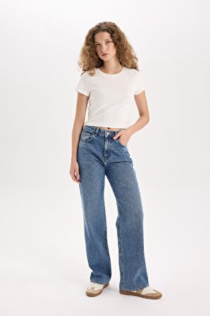 90's Wide Leg Yüksek Bel Geniş Paça Uzun Jean Pantolon