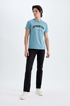 DeFacto Slim Fit Bisiklet Yaka Baskılı Kısa Kollu Tişört C5674AX24HSBE532