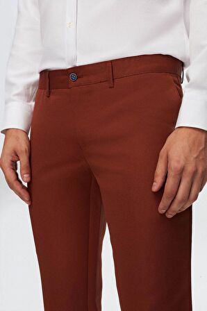 Ds Damat Slim Fit Tarçın Armürlü Yandan Cepli Pamuklu Chino Pantolon 7HCC3ORT10001 7HCC3ORT10001