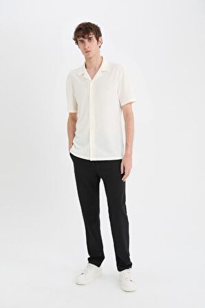 DeFacto Jogger Pantolon Basic Düz Beli Bağcıklı Cepli Düz Paça C6022AX24AUBK81