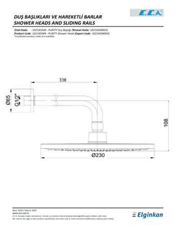 E.C.A Purıty Duş Başlığı 102145049