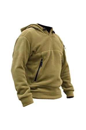 Genius Store Erkek Polar Outdoor Kapşonlu Kombat Tactical Cepli Polar