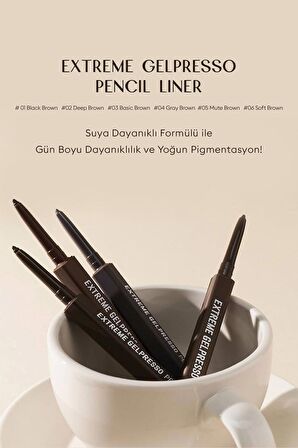 Suya Dayanıklı, Gün Boyu Kalıcı Kalem Eyeliner Clio Extreme Gelpresso Pencil Liner (05 Mute Brown)
