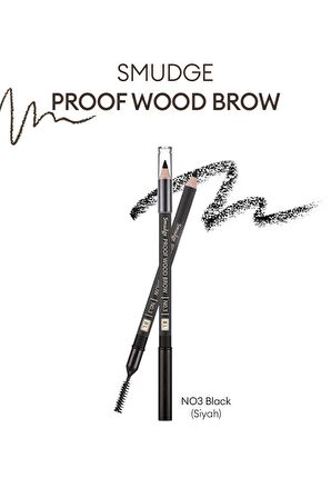 Bulaşmayan Kalıcı Doğal Kaş Kalemi  Smudge Proof Wood Brow (Black)