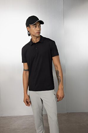 DeFactoFit Siyah Standart Fit Basic Düz Kısa Kollu Sporcu Polo Tişört C9267AX24AUBK81