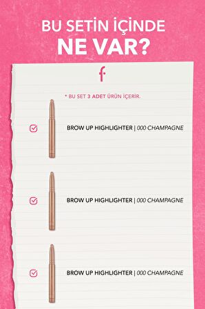 Flormar Aydınlatıcı Kaş Kalemi Brow Up 3'lü Set- Champagne