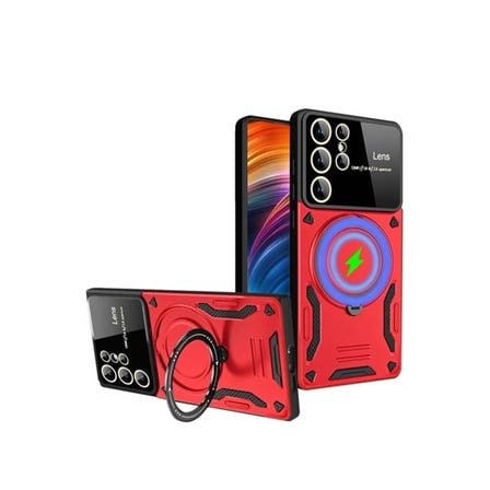 Galaxy S24 Ultra Kılıf Joy Lens Standlı Kapak - Kırmızı