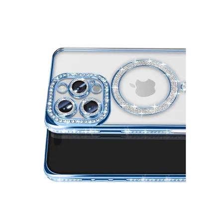 İphone 16 Pro Max Kılıf Joke Simli Magneticsafe Kılıf - Mavi