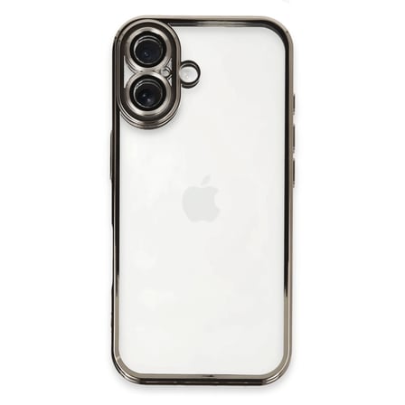 İphone 16 Kılıf Lensli Silikon - Titanyum Gri