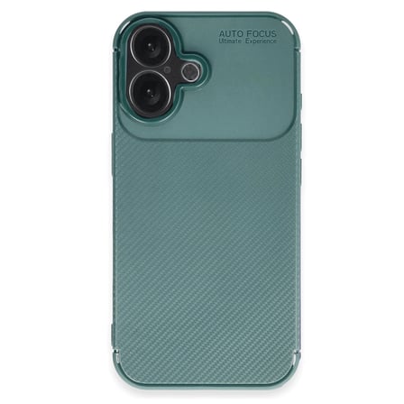 İphone 16 Plus Kılıf Auto Focus Karbon Kapak - Koyu Yeşil
