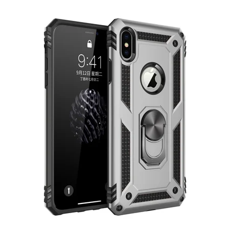 İphone X Kılıf Sofya Yüzüklü Silikon Kapak - Gümüş