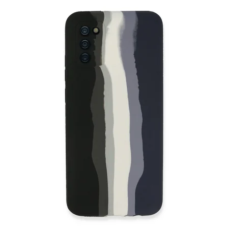 Galaxy A03S Kılıf Ebruli Lansman Silikon - Siyah-Lacivert
