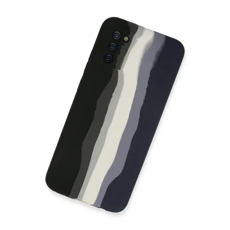 Galaxy A03S Kılıf Ebruli Lansman Silikon - Siyah-Lacivert