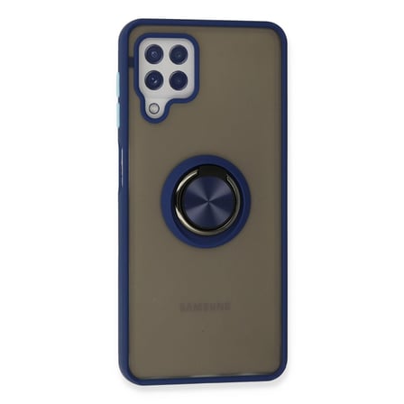 Galaxy A22 Kılıf Montreal Yüzüklü Silikon Kapak - Lacivert