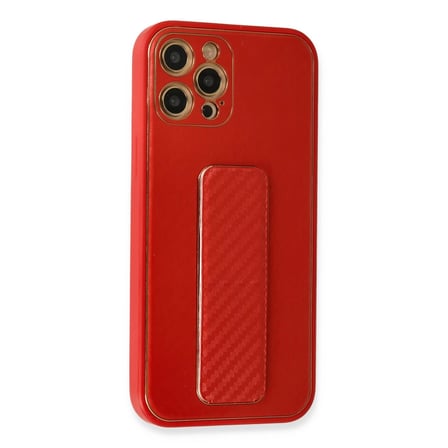 İphone 12 Pro Kılıf Coco Karbon Standlı Kapak - Kırmızı