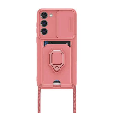 Galaxy S23 Plus Kılıf Zuma Kartvizitli Yüzüklü Silikon - Pembe