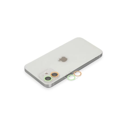 İphone 12 Mini Renkli Kamera Lens Koruma Cam - Turuncu-Yeşil