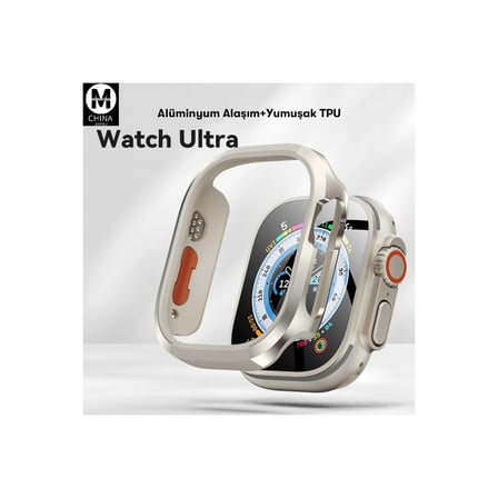 Watch Ultra 49Mm Mo-Wt3 Alüminyum Camlı Kasa Ekran Koruyucu - Gold