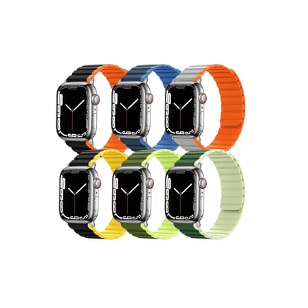 Watch 42Mm Mo-Wb1 Çift Renk Mıknatıslı Silikon Kordon - Siyah-Turuncu