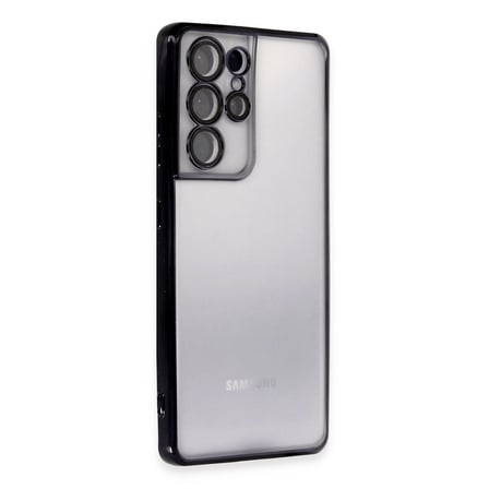 Galaxy S21 Ultra Kılıf Lensli Silikon - Siyah