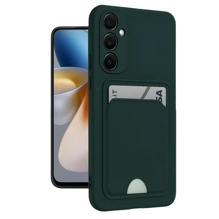 Galaxy A16 5G Kılıf Kelvin Kartvizitli Silikon - Koyu Yeşil