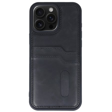 İphone 14 Pro Max Kılıf Sara Kartvizitli Deri Kılıf - Siyah