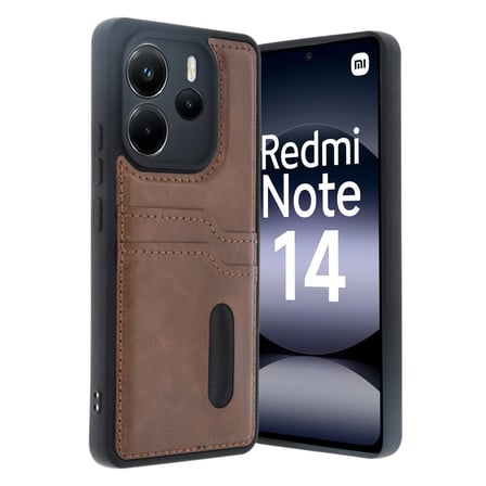 Redmi Note 14 4G Kılıf Sara Kartvizitli Deri Kılıf - Taba