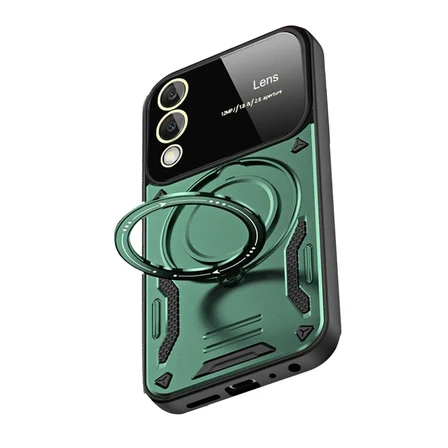 Galaxy S25 Edge Kılıf Joy Lens Standlı Kapak - Koyu Yeşil