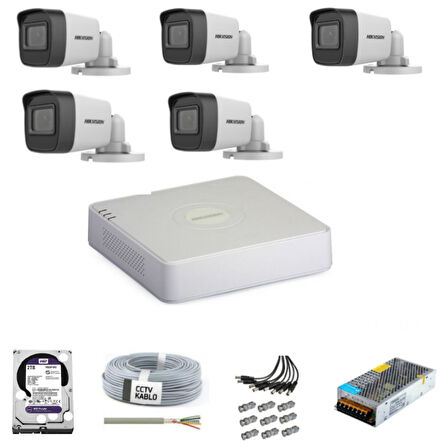 Haıkon 5 Kameralı Güvenlik Kamera Hazır Set 1tb 7/24 Hdd-1tb Kayıt Kapasiteli Sistem