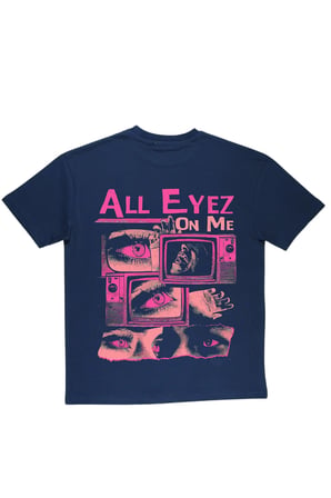 Lenithra All Eyez On Me Sırt Baskılı Unisex Oversize T-shirt Füme / L