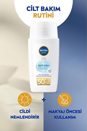 Nivea Sun Hafif Dokulu Güneş Koruyucu Yüz Kremi 40ml, Spf50, Yüksek Güneş Koruyucu, Erken Yaşlanma Karşıtı