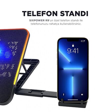 RAMPAGE Sixpower R9 6 Fan RGB Işıklı Telefon Tutuculu Laptop Soğutucu