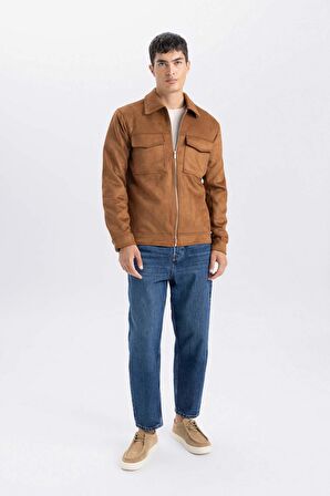 DeFacto Slim Fit Polo Yaka Süet Ceket Mont Y5362AZ24AUBN315