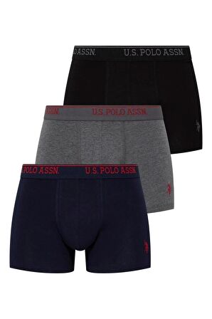 U.S. Polo Assn. Erkek Siyah-Lacivert-Antrasit 3 lü Boxer