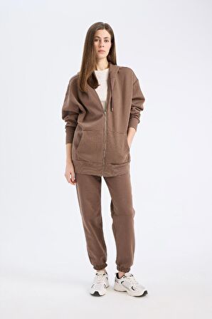 Oversize Geniş Kalıp Kapüşonlu Kalın Kumaş Hırka