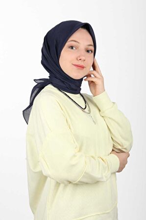 Aker Eşarp Koyu Lacivert Kadın Düz Polyester Eşarp