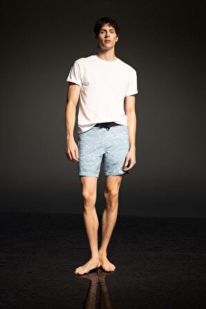 DeFactoFit Regular Fit Baskılı Esnek Dokulu Diz Boyu Sporcu Deniz Şortu B5992AX24HSBE107