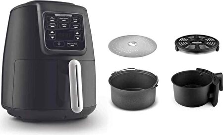 Karaca Air Pro Cook 3 In 1 Xl Ev Yemeği, Közleme, Sulu Yemek Tencereli Airfryer Black Shine 4 Kişilik