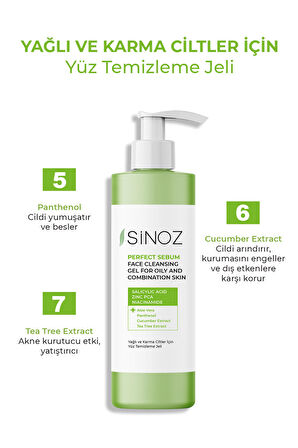 Sinoz Perfect Sebum Dengeleyici Yüz Temizleme Jeli 400 ml Yağlı Karma Ciltler Için