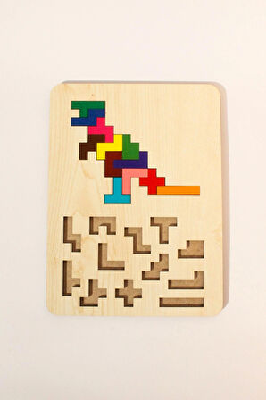 Ahşap Eğitici Puzzle | 3’ü 1 Arada Şekiller, Renkler ve Hayvanlar Yapboz | Montessori 3+ Yaş Oyuncak