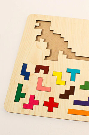 Ahşap Eğitici Puzzle | 3’ü 1 Arada Şekiller, Renkler ve Hayvanlar Yapboz | Montessori 3+ Yaş Oyuncak