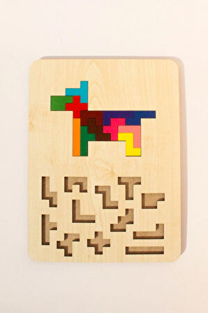 Ahşap Eğitici Puzzle | 3’ü 1 Arada Şekiller, Renkler ve Hayvanlar Yapboz | Montessori 3+ Yaş Oyuncak