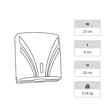 A Form ZHA-2 Z Katlama Attan Çekme Kağıt Havlu Dispenseri Havluluk - Şeffaf Mavi - 23 Cm. - 1 Adet